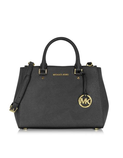 michael kors sutton medium satchel saffiano leather handbag|Michael Kors Sutton Medium Black Saffiano Leather Satchel.